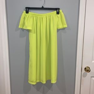 Neon Green Off The Shoulder Dress